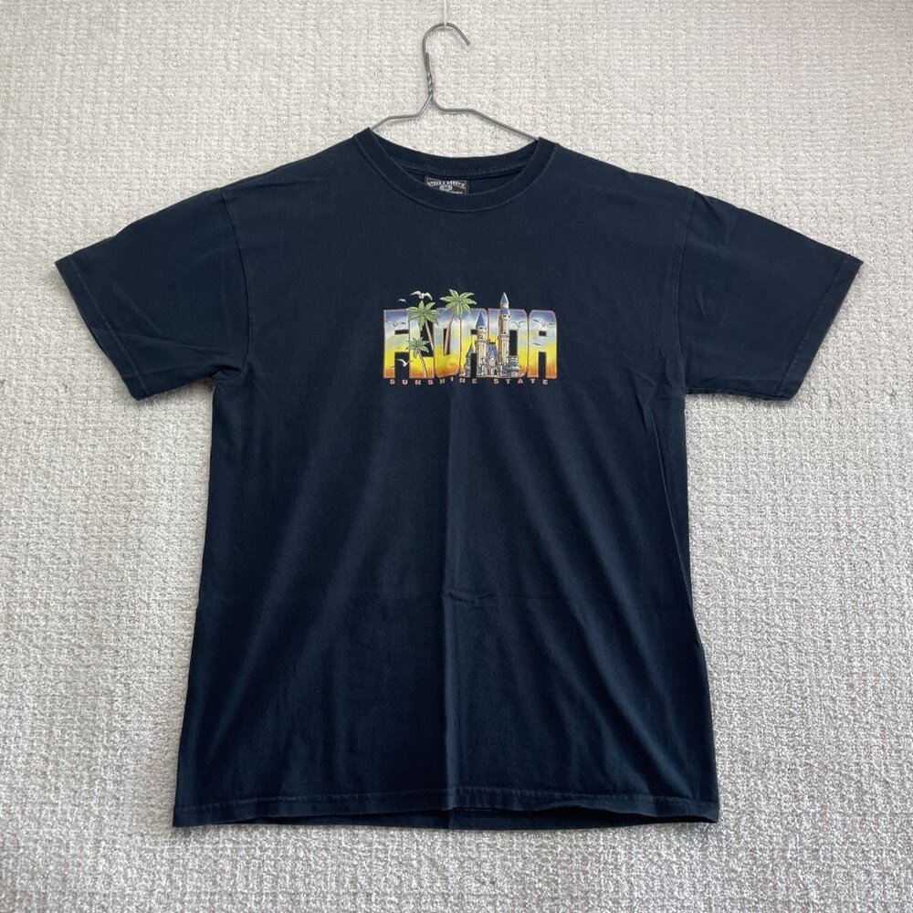 Y2K Vintage Steve and Barry's Florida Sunshine State Print T-Shirt Black Sz M